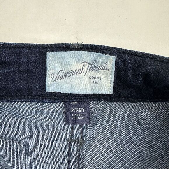 Universal Thread High Rise Skinny Denim Blue Jeans Dark Wash Rayon Stretch 2/26R - Picture 6 of 11